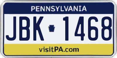 PA license plate JBK1468