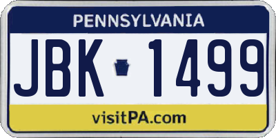 PA license plate JBK1499