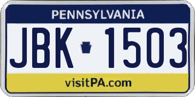 PA license plate JBK1503