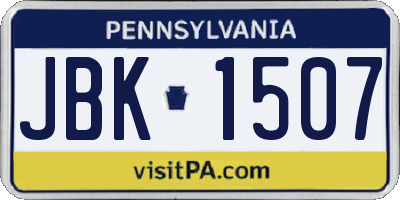 PA license plate JBK1507