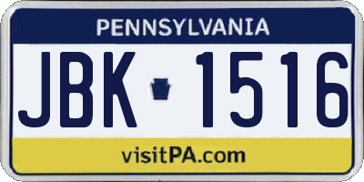 PA license plate JBK1516