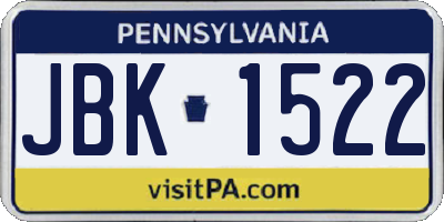 PA license plate JBK1522