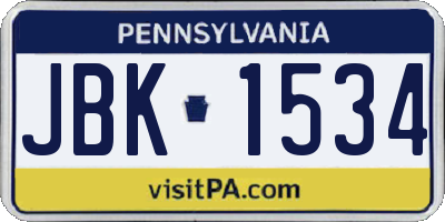 PA license plate JBK1534