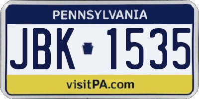 PA license plate JBK1535