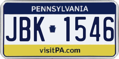 PA license plate JBK1546
