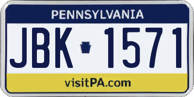 PA license plate JBK1571