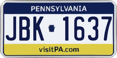 PA license plate JBK1637
