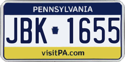 PA license plate JBK1655