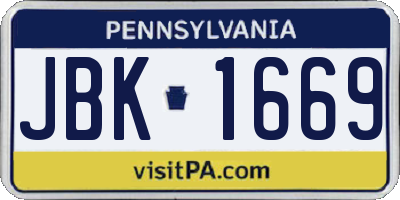PA license plate JBK1669