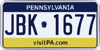PA license plate JBK1677