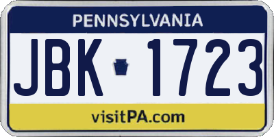 PA license plate JBK1723