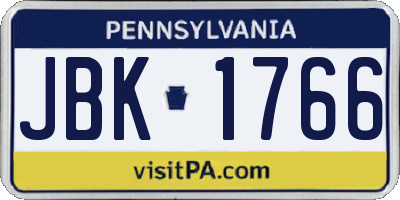 PA license plate JBK1766