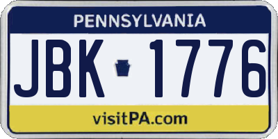 PA license plate JBK1776