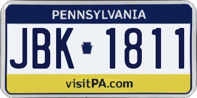 PA license plate JBK1811