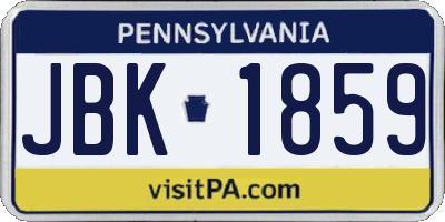 PA license plate JBK1859