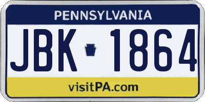 PA license plate JBK1864