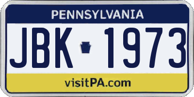 PA license plate JBK1973
