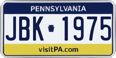 PA license plate JBK1975