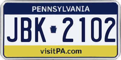 PA license plate JBK2102