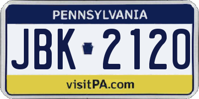 PA license plate JBK2120