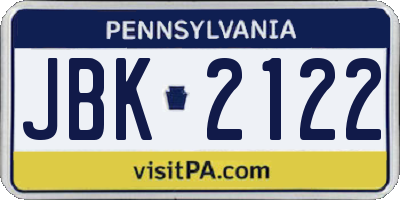 PA license plate JBK2122
