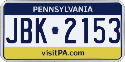 PA license plate JBK2153