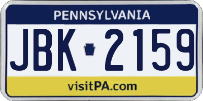 PA license plate JBK2159