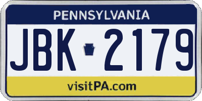 PA license plate JBK2179