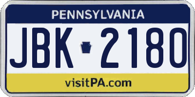 PA license plate JBK2180