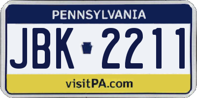 PA license plate JBK2211
