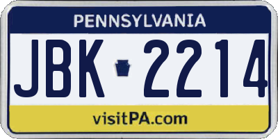 PA license plate JBK2214