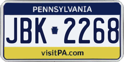 PA license plate JBK2268