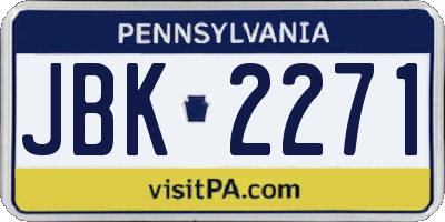 PA license plate JBK2271