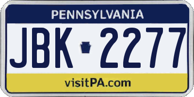 PA license plate JBK2277