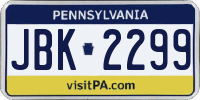 PA license plate JBK2299