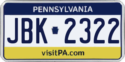 PA license plate JBK2322