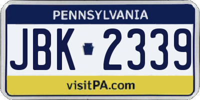 PA license plate JBK2339