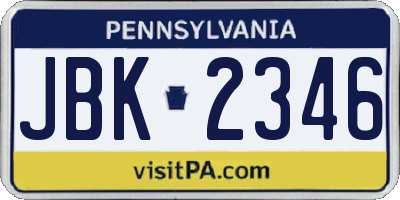 PA license plate JBK2346