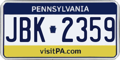 PA license plate JBK2359