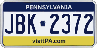 PA license plate JBK2372