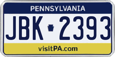 PA license plate JBK2393