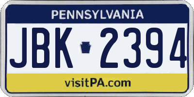 PA license plate JBK2394