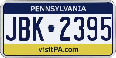 PA license plate JBK2395