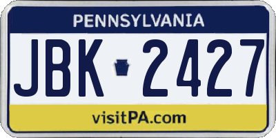 PA license plate JBK2427