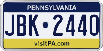 PA license plate JBK2440