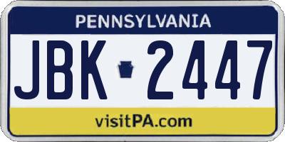 PA license plate JBK2447