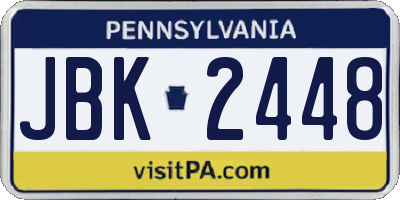 PA license plate JBK2448
