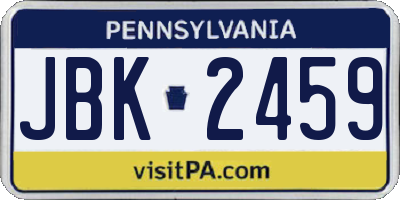 PA license plate JBK2459