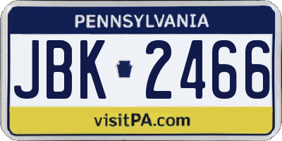 PA license plate JBK2466
