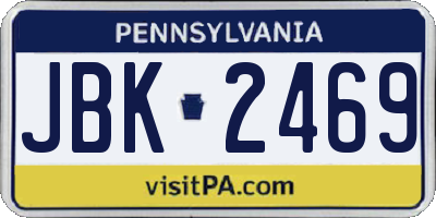 PA license plate JBK2469